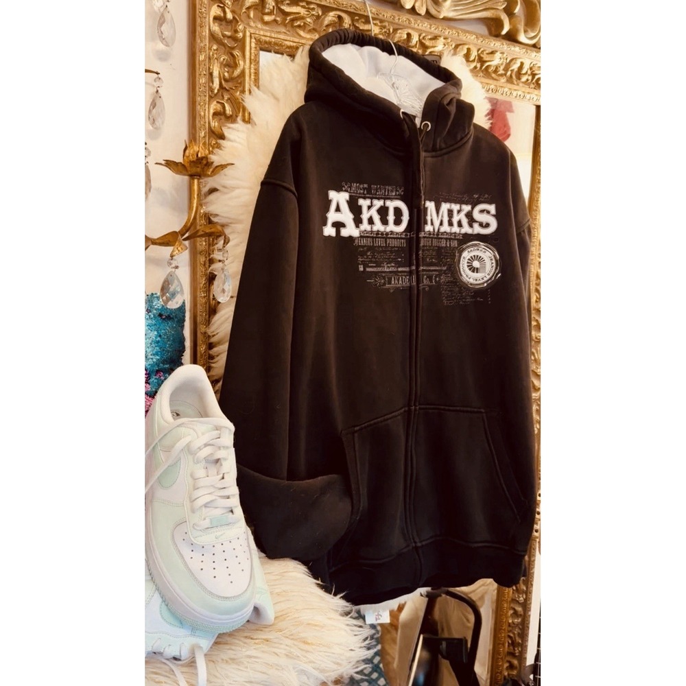 Vintage Akademiks Jeans Hoodie Full Zip Sweatshirt Jeanius Embroidered Y2K 3X